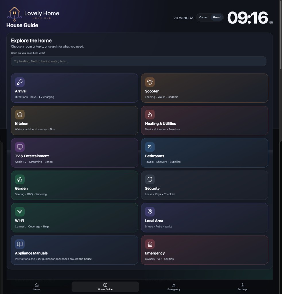 House guide categories and search